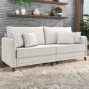 Ver imagem 1 de Sofá 3 Lugares Living 212cm Pé Madeira Zoe Boucle Bege Z08 - Mpozenato