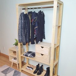 Guarda-Roupa Closet Mini Macapá 180X100X33 em Madeira de Pinus - NATURAL - 1