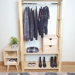 Guarda-Roupa Closet Mini Macapá 180X100X33 em Madeira de Pinus - NATURAL - 3