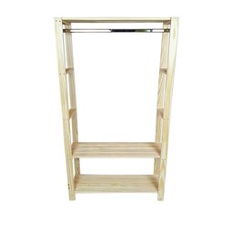 Guarda-Roupa Closet Mini Macapá 180X100X33 em Madeira de Pinus - NATURAL - 4