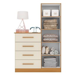 Cômoda Belize Plus com 1 Porta e 4 Gavetas Carvalho Grife/Off White - PR Móveis - 3