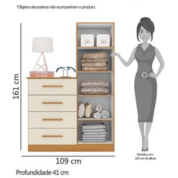 Cômoda Belize Plus com 1 Porta e 4 Gavetas Carvalho Grife/Off White - PR Móveis - 5