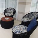 Ver imagem 2 de Conjunto de Poltronas em Corda Náutica Esfera - 4 Poltronas + 1 Mesa com Champanheira - Tecido Vinal