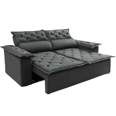 Sofá Top Compact 180 Cm Retrátil e Reclinável Suede Cinza - Sofá na Web