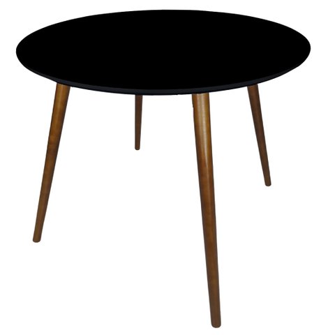Mesa Jantar Redonda 80cm Preto MDF Pé Palito