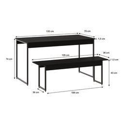 Mesa De Jantar Com 1 Banco Estilo Industrial - 6