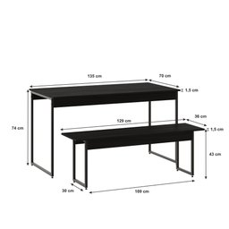 Mesa De Jantar Com 1 Banco Estilo Industrial - 4