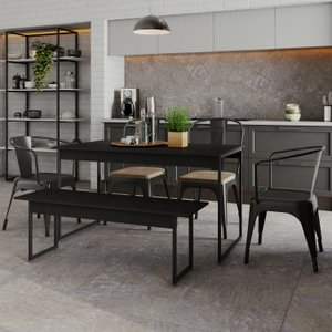 Mesa De Jantar Com 1 Banco Estilo Industrial