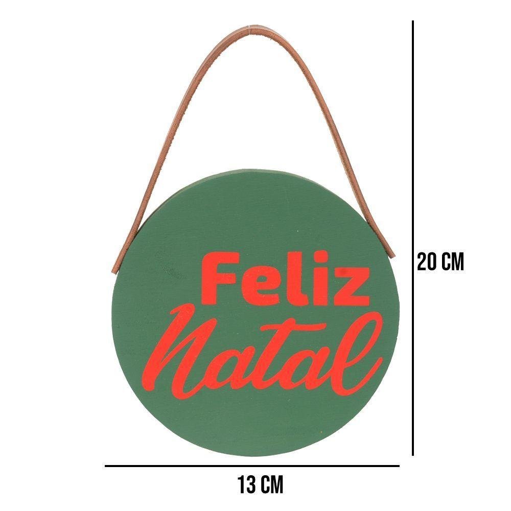 Placa Decorativa Feliz Natal em Madeira Verde 20x13 Cm F04 - D'rossi - 3