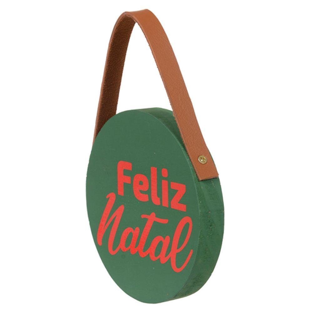 Placa Decorativa Feliz Natal em Madeira Verde 20x13 Cm F04 - D'rossi - 1