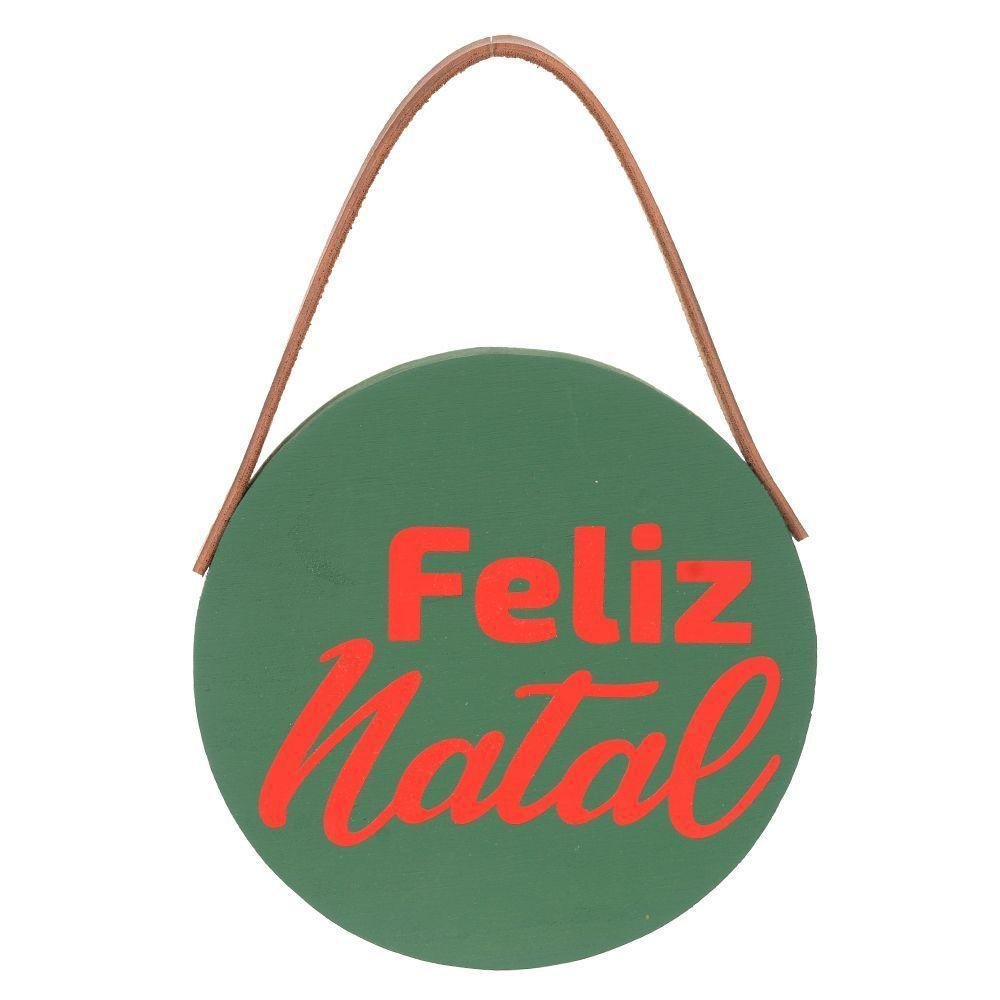 Placa Decorativa Feliz Natal em Madeira Verde 20x13 Cm F04 - D'rossi - 2