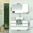 Ver imagem 2 de Conjunto Gabinete Banheiro POLO 80cm Branco - Gabinete + Cuba + Espelheira + Tampo Vidro