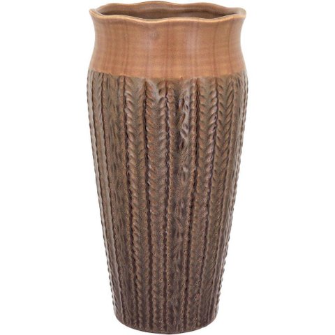 Vaso Decorativo Enfeite Casa Cerâmica 33x16x16cm Marrom