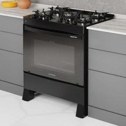 Fogão 5 Bocas a Gás Bivolt Premium Glass Realce Cr230 Preto