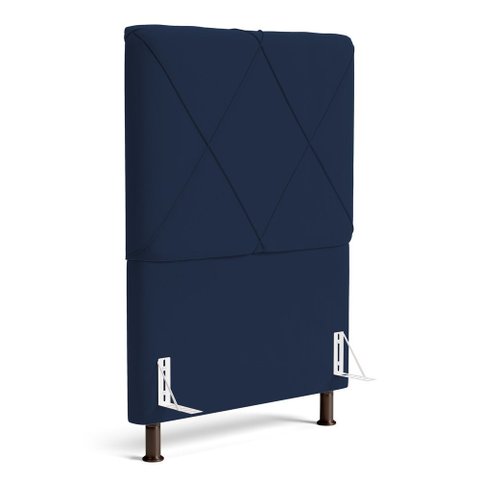 Cabeceira Cama Box Solteiro Mel 90cm com Frame Suede Azul Marinho - Abmaza