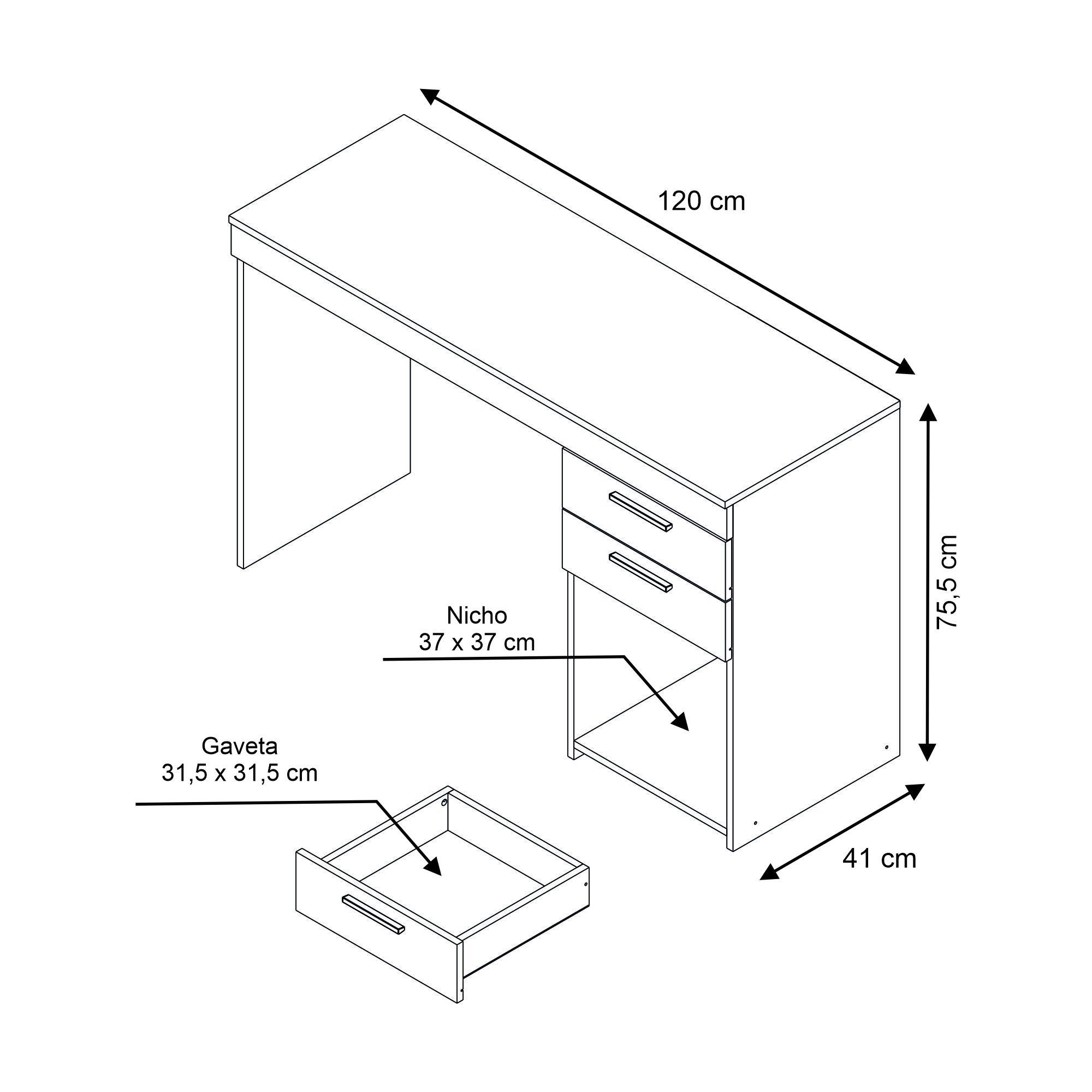 Mesa Para Computador Office PRETO Notavel - 2