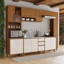 Ver imagem 1 de Cozinha Completa Venaly 13 Portas 2 Gavetas com Vidro Reflacta Cianamomo/Off White - Henn