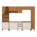 Ver imagem 2 de Cozinha Completa Venaly 13 Portas 2 Gavetas com Vidro Reflacta Cianamomo/Off White - Henn