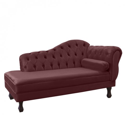 Recamier Sofá Divã Com Pés Retro 180X80 - Elã:Suede Marsala