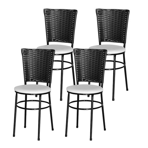 4 Cadeiras para Mesa Preta Hawai Preta:branco