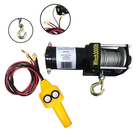Guincho Elétrico 12v com Cabo 6m 3000 Lbs 1361 Kg Importway Iwge-3000