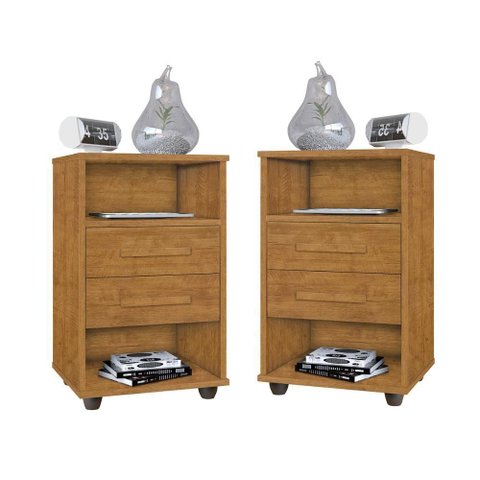 Kit 2 Mesas de Cabeceira Cielo - Mesinha de Quarto - Mizza Decor Ipe