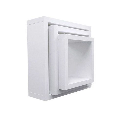 Kit 3 Nichos Decorativo Mdf Quadrado Quarto Sala Decoração Escritório Casa - Branco Tx