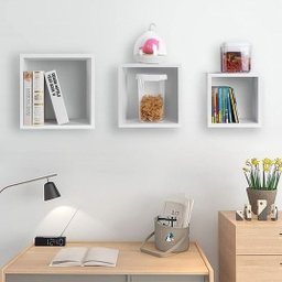 Kit 3 Nichos Decorativo Mdf Quadrado Quarto Sala Decoração Escritório Casa - Branco Tx - 2