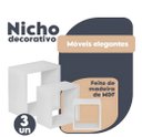Ver imagem 4 de Kit 3 Nichos Decorativo Mdf Quadrado Quarto Sala Decoração Escritório Casa - Branco Tx