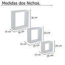 Ver imagem 3 de Kit 3 Nichos Decorativo Mdf Quadrado Quarto Sala Decoração Escritório Casa - Branco Tx