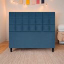 Ver imagem 2 de Cabeceira Decorativa Florem para Cama de Casal 140 Cm Azul-marinho, Suede