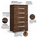 Ver imagem 4 de Cômoda 90,2cm Grande 5 Gavetas Quarto Compacta Organizadora Malbec