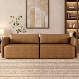 Sofá 3 Lugares Sala Living Orgânico 240cm Oregon K01 Couríssimo Whisky - Lyam Decor - 2 Sofá 3 Lugares Sala Living Orgânico 240cm Oregon K01 Couríssimo Whisky - Lyam Decor - 2