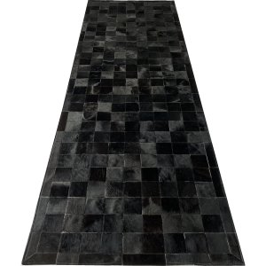 Tapete de Couro Preto Natural 1,00x3,00 com Borda Pç 10x10cm