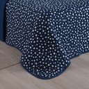 Ver imagem 6 de Kit Cobre Leito Poá Casal 100% Algodão Colcha 3 Peças Estampa Bolinhas Azul Marinho