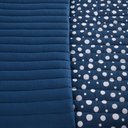 Ver imagem 4 de Kit Cobre Leito Poá Casal 100% Algodão Colcha 3 Peças Estampa Bolinhas Azul Marinho