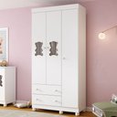 Ver imagem 1 de Guarda-roupa Infantil 92cm com Vidro 3 Portas e 2 Gavetas Fofura Multimóveis Mp4482 Branco