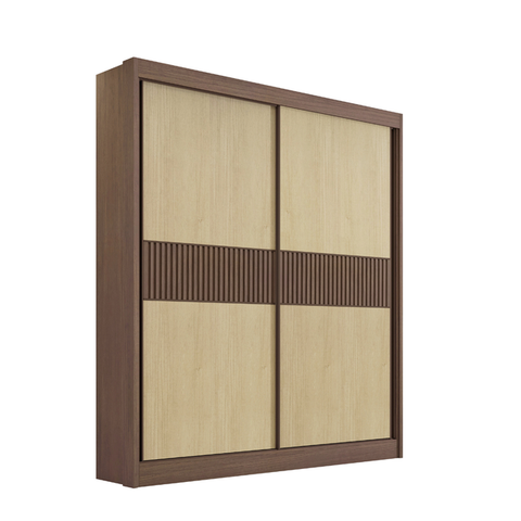 Guarda Roupa Mdf Santorini Ripado 2 Portas Castanho Linho