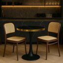Ver imagem 2 de Conjunto Mesa de Jantar Redonda Majestic 70cm Preta com 2 Cadeiras Roma - Marrom