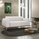Ver imagem 2 de Sofá 3 Lugares Para Sala de Estar Molino 180 cm D02 Pés D'Ouro Corano Branco C-12 - Lyam Decor