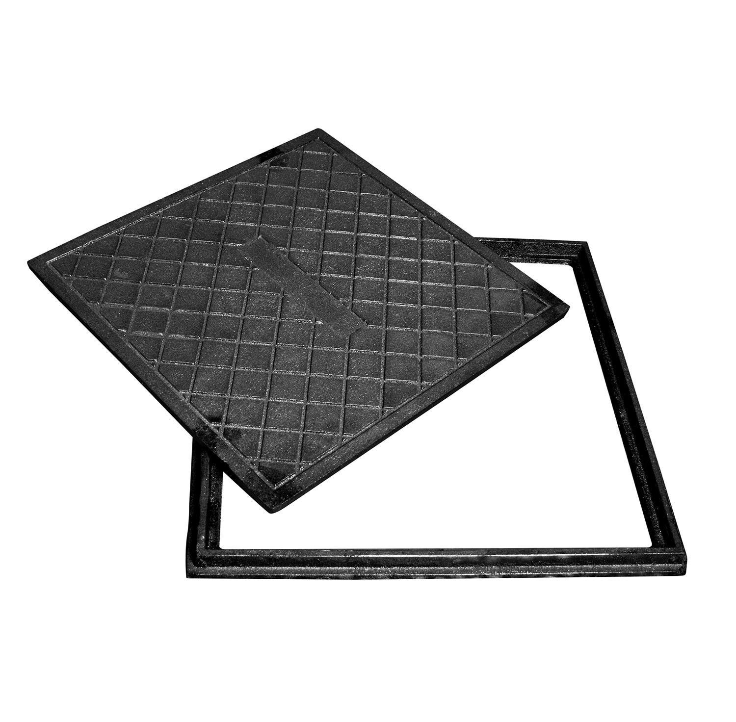 Kit 2 Tampa de Ferro Inspeção Esgoto Gordura 30x30cm Simples - 2