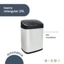 Ver imagem 3 de Lixeira com Tampa Preta 20l Inox Automática Retangular Galvanizada - Oikos