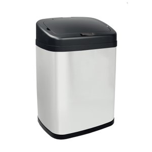 Lixeira com Tampa Preta 20l Inox Automática Retangular Galvanizada - Oikos