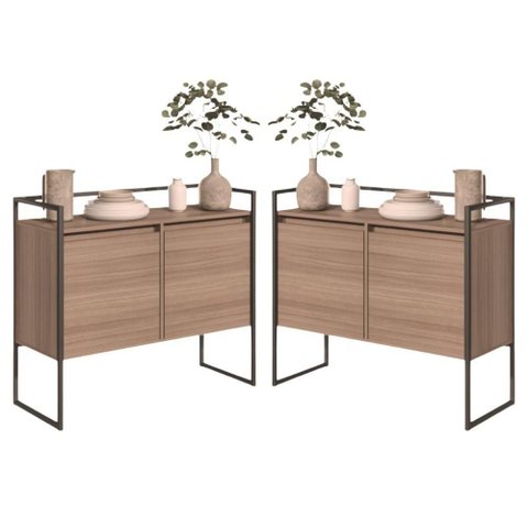 Conjunto Buffet Aparador Industrial 2 Portas Montana