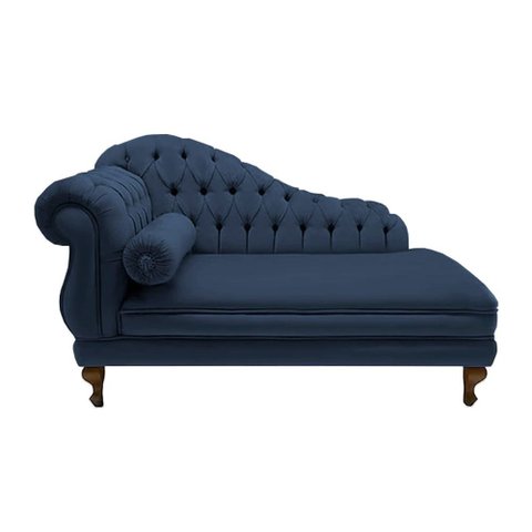 Recamier Divã Namoradeira Larissa 150cm Suede Azul Marinho