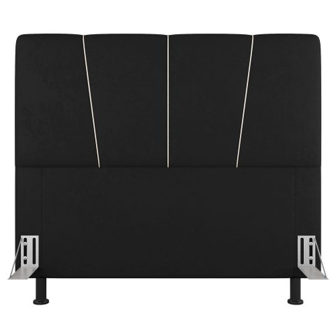 Cabeceira Cama Box Casal Queen Size Amber 160cm Estofada Linho Preto - Abmaza