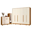 Ver imagem 1 de Kit Guarda Roupa Casal Mercure 6 Portas e Cômoda New Master 5 Gavetas MDP Cinamomo Off White