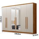 Ver imagem 2 de Guarda Roupa Casal Bristol 6 Portas 6 Gavetas com Espelho Cinamomo Fendi - Novo Horizonte