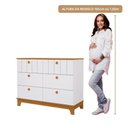 Ver imagem 4 de Cômoda Infantil 6 Portas Mdf Puxadores Madeira Maçica Biscoito Permobili Branco Acetinado/nature