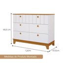 Ver imagem 3 de Cômoda Infantil 6 Portas Mdf Puxadores Madeira Maçica Biscoito Permobili Branco Acetinado/nature